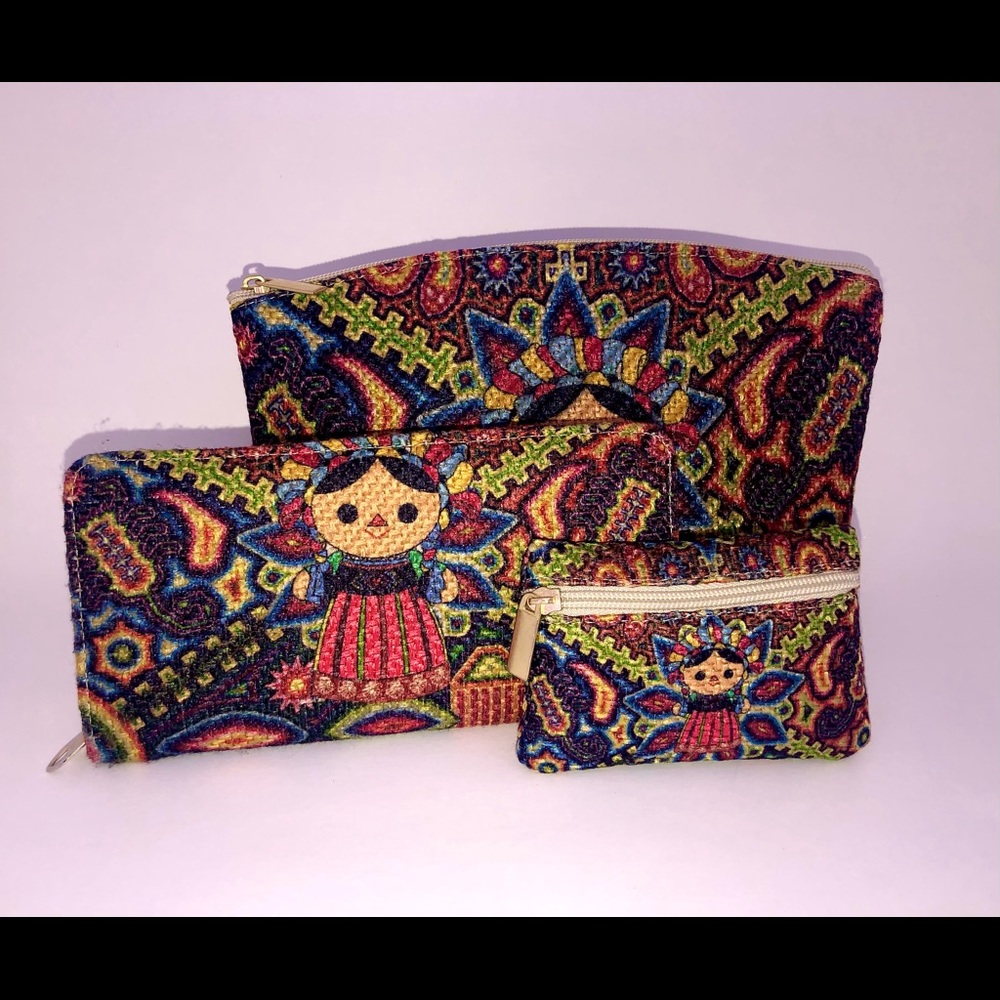 Artisanal Frida Khalo Clutch, Wallet, and Coin Purse